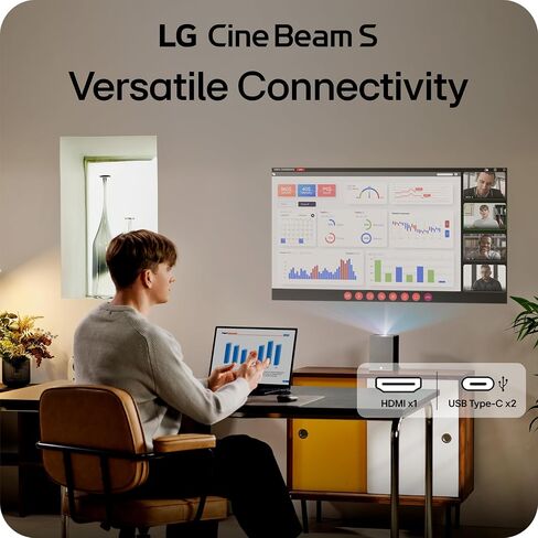 LG CineBeam S PU615U 4K UHD Ultra Short Throw Smart Projector, Auto Screen Adjustment, up to 100" projection, up to DCI-P3 154%, 450,000:1 Contrast, Speakers with Dolby Atmos, HDR10, HDMI, USB, HID in Saudi Arabia
