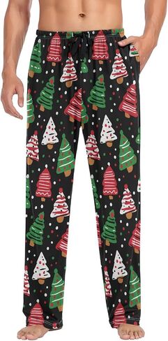 Mens Pajama Pants with Pockets - Soft Cute Lounge Pants for Christmas Tree Cake Occasion in Saudi Arabia