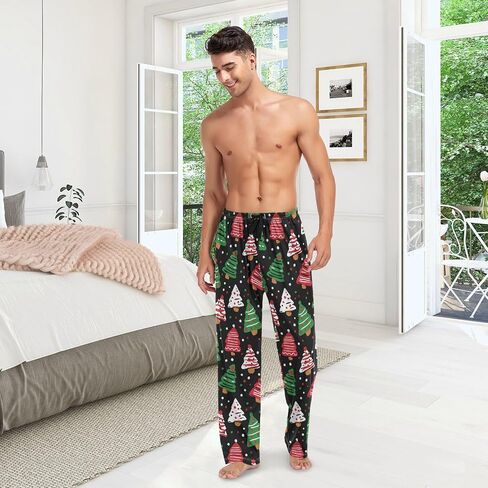 Mens Pajama Pants with Pockets - Soft Cute Lounge Pants for Christmas Tree Cake Occasion in Saudi Arabia
