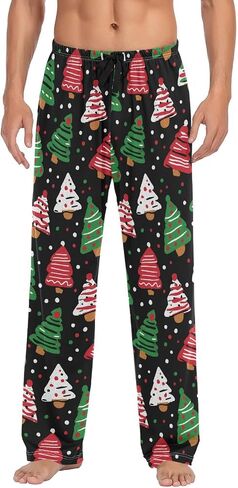 Mens Pajama Pants with Pockets - Soft Cute Lounge Pants for Christmas Tree Cake Occasion in Saudi Arabia