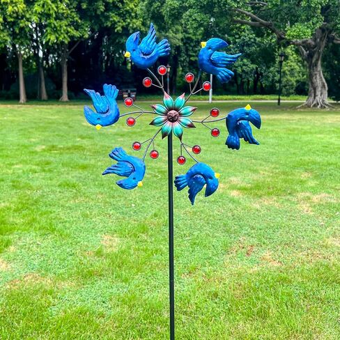 Wind Spinners for Yard and Garden, Metal Blue Bird Wind Spinners with Metal Stake, 48" Wind Spinner Yard Art Decor for Patio Lawn Garden in Saudi Arabia
