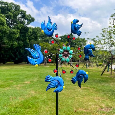 Wind Spinners for Yard and Garden, Metal Blue Bird Wind Spinners with Metal Stake, 48" Wind Spinner Yard Art Decor for Patio Lawn Garden in Saudi Arabia