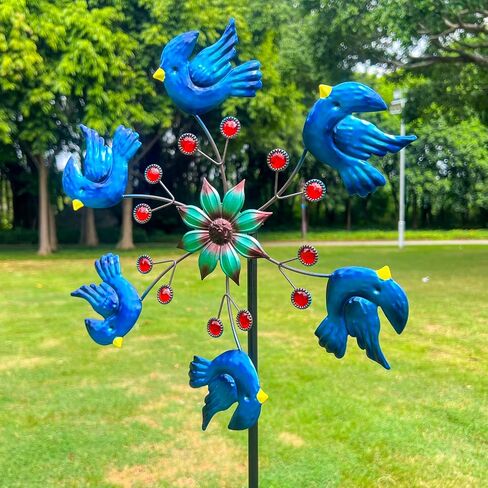 Wind Spinners for Yard and Garden, Metal Blue Bird Wind Spinners with Metal Stake, 48" Wind Spinner Yard Art Decor for Patio Lawn Garden in Saudi Arabia