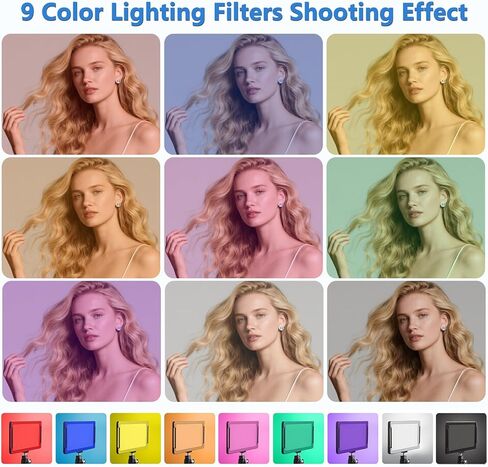 طقم إضاءة فيديو LED قطعتين، Kisportee محمول قابل للتعتيم 5600K USB LED ضوء تصوير مستمر مع حوامل ثلاثية و18 مرشح لون لاستوديوهات الصور، يوتيوب، تيك توك، تدفق الألعاب in Kuwait