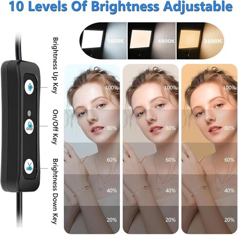 طقم إضاءة فيديو LED قطعتين، Kisportee محمول قابل للتعتيم 5600K USB LED ضوء تصوير مستمر مع حوامل ثلاثية و18 مرشح لون لاستوديوهات الصور، يوتيوب، تيك توك، تدفق الألعاب in Kuwait