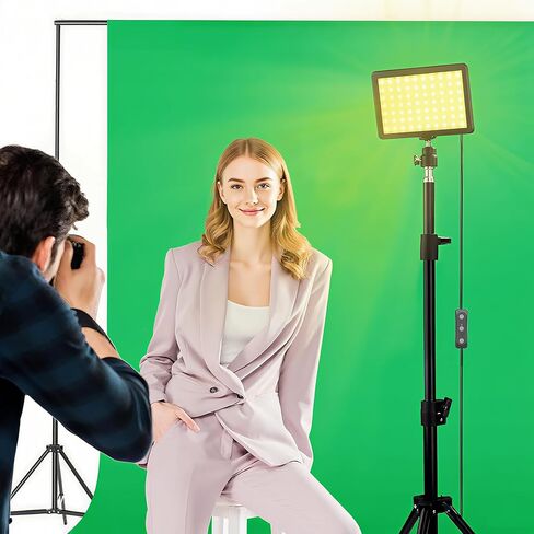 طقم إضاءة فيديو LED قطعتين، Kisportee محمول قابل للتعتيم 5600K USB LED ضوء تصوير مستمر مع حوامل ثلاثية و18 مرشح لون لاستوديوهات الصور، يوتيوب، تيك توك، تدفق الألعاب in Kuwait