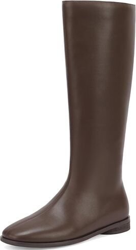 Flat Knee High Boots for Women - Tall Boots Casual Walking Boots with Side Zipper | Comfortable Boots High BootsCommute Travel Booties for Fall Winter Outfits in Kuwait