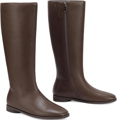 Flat Knee High Boots for Women - Tall Boots Casual Walking Boots with Side Zipper | Comfortable Boots High BootsCommute Travel Booties for Fall Winter Outfits in Kuwait
