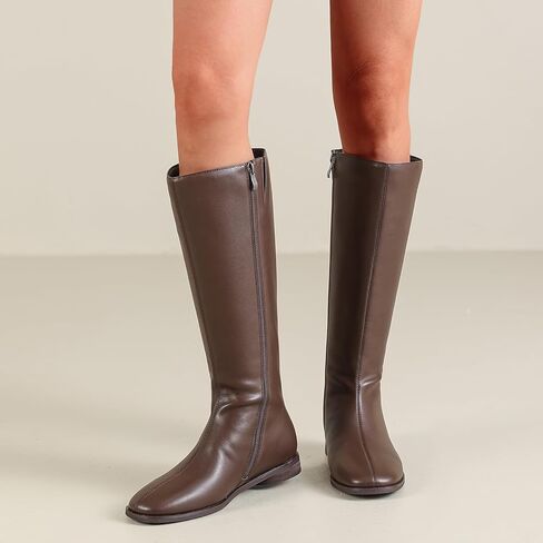Flat Knee High Boots for Women - Tall Boots Casual Walking Boots with Side Zipper | Comfortable Boots High BootsCommute Travel Booties for Fall Winter Outfits in Kuwait