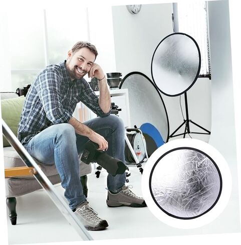 Gatuida Portable Photography Light Reflector with Silver and Camera Flash Diffuser for Outdoor Portraits Soft Balanced Lighting Easy Storage for Photographers and Creators in Saudi Arabia