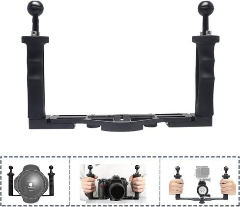 Mcoplus مقبض مزدوج تحت الماء علبة كاميرا مقبض قبضة قوس ل Gopro SJCAM لكانون لسوني لأوليمبوس PT-059 TG5 TG6 TG4 كاميرا HOU in Saudi Arabia