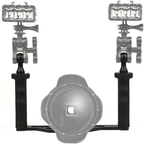 Mcoplus مقبض مزدوج تحت الماء علبة كاميرا مقبض قبضة قوس ل Gopro SJCAM لكانون لسوني لأوليمبوس PT-059 TG5 TG6 TG4 كاميرا HOU in Saudi Arabia