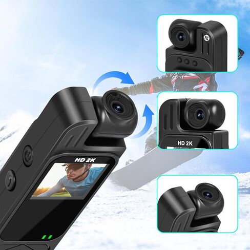 2K Body Camera with Video 180 Degree Rotating Lens Wearable Pocket Camera for Outdoor Travel in Saudi Arabia