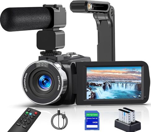 كاميرا فيديو بدقة 8K بدقة 64 ميجابكسل، كاميرا فيديو بتكبير رقمي 18X، كاميرا تسجيل فيديو على YouTube، كاميرا ويب، رؤية ليلية بالأشعة تحت الحمراء، واي فاي، 3.0 بوصة، كاميرات فيديو بشاشة تعمل باللمس مع ميكروفون (متجدد) in Saudi Arabia