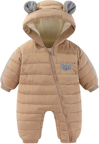 JiAmy Infant Snowsuit Baby Hooded Winter Clothes Baby Bear Outfit Zipper Romper Jumpsuit in Saudi Arabia
