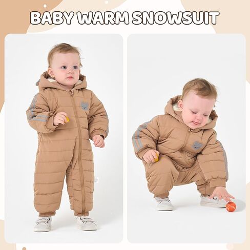 JiAmy Infant Snowsuit Baby Hooded Winter Clothes Baby Bear Outfit Zipper Romper Jumpsuit in Saudi Arabia