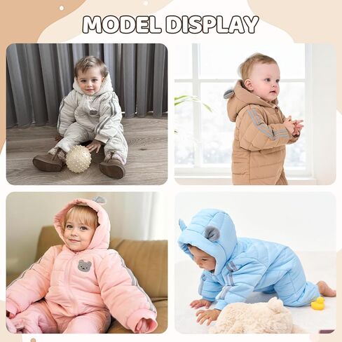 JiAmy Infant Snowsuit Baby Hooded Winter Clothes Baby Bear Outfit Zipper Romper Jumpsuit in Saudi Arabia