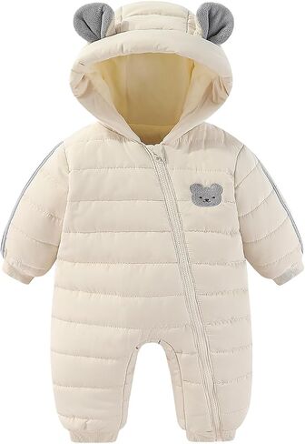 JiAmy Infant Snowsuit Baby Hooded Winter Clothes Baby Bear Outfit Zipper Romper Jumpsuit in Saudi Arabia