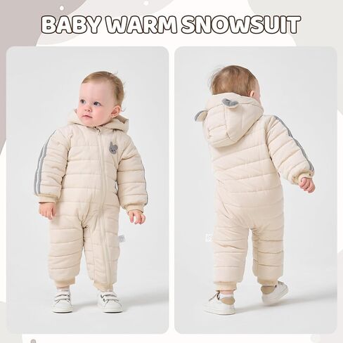 JiAmy Infant Snowsuit Baby Hooded Winter Clothes Baby Bear Outfit Zipper Romper Jumpsuit in Saudi Arabia