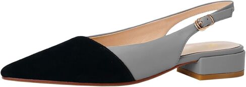 LEHOOR نساء Slingback الشقق قبعة اصبع القدم اثنين من لهجة أشار اصبع القدم مغلقة كعب مسطح الصنادل مضخات Colorblock مشبك حزام المرقعة الانزلاق على الصنادل الراحة أنيقة مكتب السيدات الصيف 4-11 M الولايات المتحدة in Kuwait
