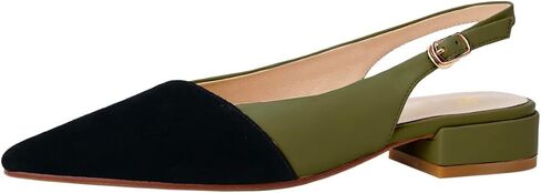 LEHOOR نساء Slingback الشقق قبعة اصبع القدم اثنين من لهجة أشار اصبع القدم مغلقة كعب مسطح الصنادل مضخات Colorblock مشبك حزام المرقعة الانزلاق على الصنادل الراحة أنيقة مكتب السيدات الصيف 4-11 M الولايات المتحدة in Kuwait