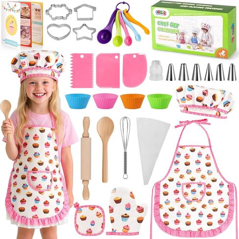Lovestown Kids Cooking and Baking Tets ، 32pcs Kids Chef Hat and Apron Play Play Toys for Toddler Gift in Saudi Arabia