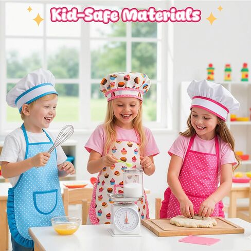 Lovestown Kids Cooking and Baking Tets ، 32pcs Kids Chef Hat and Apron Play Play Toys for Toddler Gift in Saudi Arabia