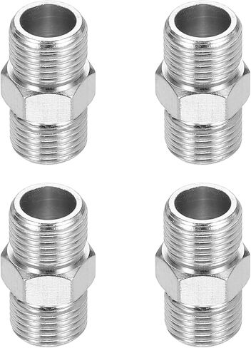 PATIKIL 1/8 to 1/8 Air Brush Hose Adapter, 4PCS 1/8" BSP Male to 1/8" BSP Male Fitting Conversion Adapter Nipple Metal Connector for Air Compressors in Saudi Arabia