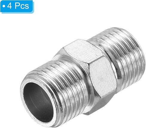 PATIKIL 1/8 to 1/8 Air Brush Hose Adapter, 4PCS 1/8" BSP Male to 1/8" BSP Male Fitting Conversion Adapter Nipple Metal Connector for Air Compressors in Saudi Arabia