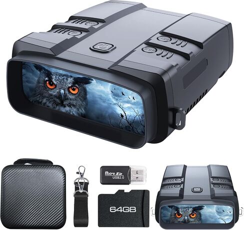 Night Vision Goggles, True 4K Night Vision Binoculars, Built-in Powerful Focusable IR, 6000mAh Rechargeable Battery, Super Large Display, Long Viewing Range, Free 64GB Card (Carbon Black) in Saudi Arabia