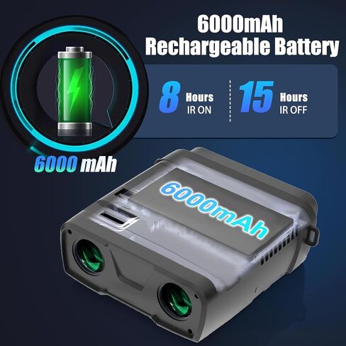 Night Vision Goggles, True 4K Night Vision Binoculars, Built-in Powerful Focusable IR, 6000mAh Rechargeable Battery, Super Large Display, Long Viewing Range, Free 64GB Card (Carbon Black) in Saudi Arabia