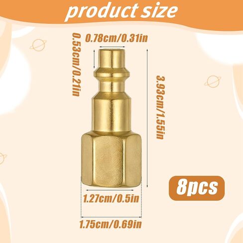 8Pcs 1/4-Inch Air Hose Fittings And Quick Connect Air Fitting Brass Female Coupler Plug Compressor Fittings Thread Solid Brass NPT Coupler Plug Hose Quick Connect Adapter in Saudi Arabia
