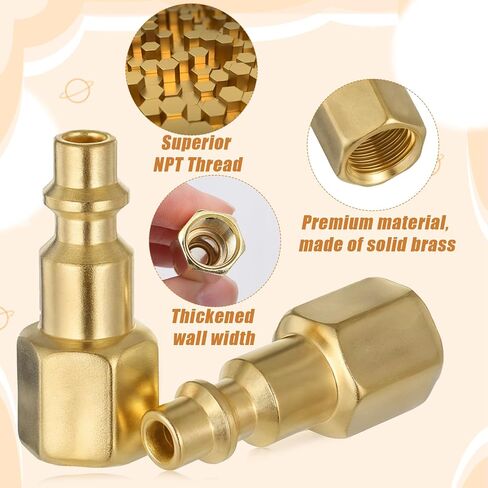 8Pcs 1/4-Inch Air Hose Fittings And Quick Connect Air Fitting Brass Female Coupler Plug Compressor Fittings Thread Solid Brass NPT Coupler Plug Hose Quick Connect Adapter in Saudi Arabia