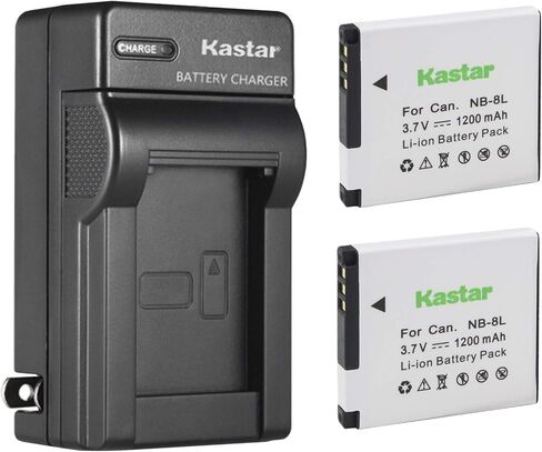 Kastar Battery (2-Pack) and AC Charger for Canon NB-8L NB8L CB-2LA CB-2LAE and Canon PowerShot A2200, PowerShot A3000 is, PowerShot A3100 is, PowerShot A3200 is, PowerShot A3300 is Digital Cameras in Saudi Arabia