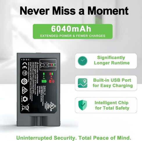 1 Pack V4 6040mAh Battery Replacement for Ring Camera Compatible with Video Doorbell 2/3/4, Video Doorbell 3 Plus, Stick Up Cam Battery (2nd & 3rd Gen) and Spotlight Cam 1ICR19/66-2 3.65V in Saudi Arabia