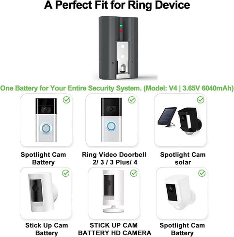 1 Pack V4 6040mAh Battery Replacement for Ring Camera Compatible with Video Doorbell 2/3/4, Video Doorbell 3 Plus, Stick Up Cam Battery (2nd & 3rd Gen) and Spotlight Cam 1ICR19/66-2 3.65V in Saudi Arabia