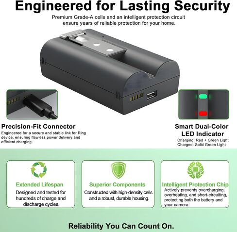 1 Pack V4 6040mAh Battery Replacement for Ring Camera Compatible with Video Doorbell 2/3/4, Video Doorbell 3 Plus, Stick Up Cam Battery (2nd & 3rd Gen) and Spotlight Cam 1ICR19/66-2 3.65V in Saudi Arabia