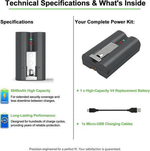 1 Pack V4 6040mAh Battery Replacement for Ring Camera Compatible with Video Doorbell 2/3/4, Video Doorbell 3 Plus, Stick Up Cam Battery (2nd & 3rd Gen) and Spotlight Cam 1ICR19/66-2 3.65V in Saudi Arabia