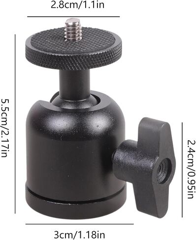 Lightweight Aluminum Alloy 3/8 to 1/4 Screw Adapter Ball Head with 360 Degree Rotation Suitable for Camera Tripod Mounts in Saudi Arabia