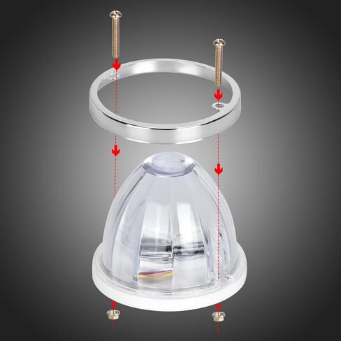 2PCS Dual Color Big LED Watermelon Lights, 3 Inch Clear Lens Yellow White 5W LED Side Marker Turn Signal Lights with Bezel for F-reightliner K-enworth P-eterbilt Trailer Semi Trucks in Kuwait