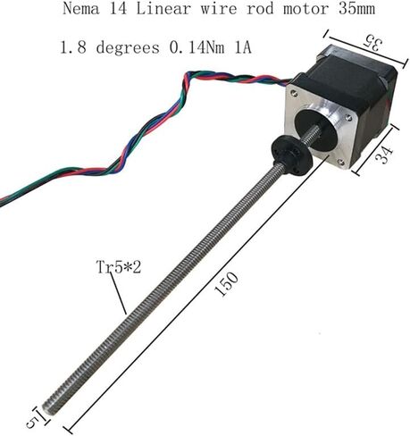 NEMA 14 Linear Stepper Electronic Starter Lead Screw Stepper Electronic Starter NEMA14 with 100mm Tr5*1 Lead Screw or 150mm Tr5*2 Lead Screw(35HS34-150N52) in Saudi Arabia