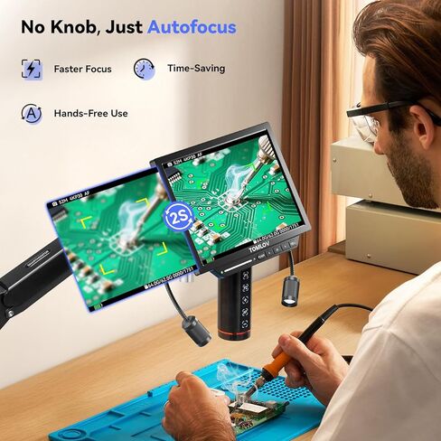 TOMLOV مجهر رقمي 4K للتركيز التلقائي: 8 بوصة TM4K-AF ذراع مرن HDMI مجهر لحام صغير للبالغين + مجهر لحام رقمي ثلاثي الأبعاد من TOMLOV in Saudi Arabia