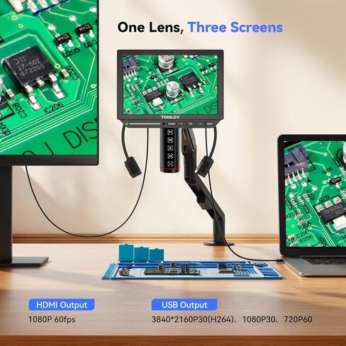 TOMLOV مجهر رقمي 4K للتركيز التلقائي: 8 بوصة TM4K-AF ذراع مرن HDMI مجهر لحام صغير للبالغين + مجهر لحام رقمي ثلاثي الأبعاد من TOMLOV in Saudi Arabia