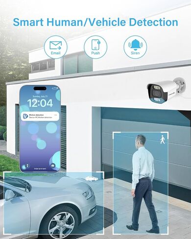 4K/8MP Outdoor Security Bullet POE IP Camera, Human/Vehicle Detection, 98ft Color Night Vision, IP67 Weatherproof, MicroSD Recording (256GB), 2 Way Talk in Saudi Arabia