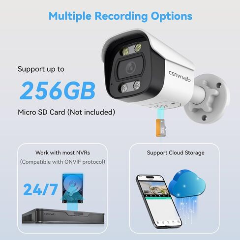 4K/8MP Outdoor Security Bullet POE IP Camera, Human/Vehicle Detection, 98ft Color Night Vision, IP67 Weatherproof, MicroSD Recording (256GB), 2 Way Talk in Saudi Arabia