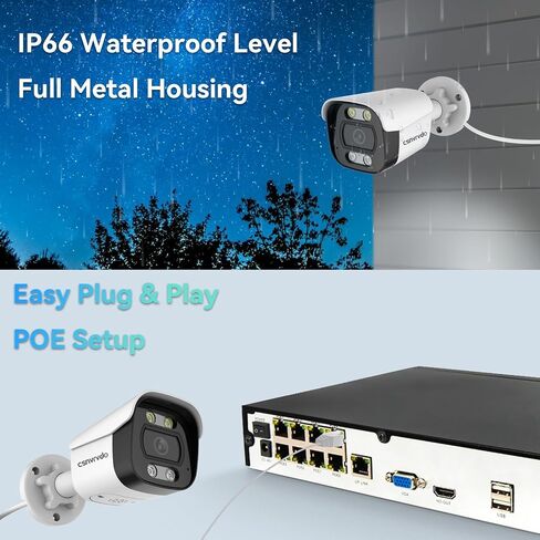 4K/8MP Outdoor Security Bullet POE IP Camera, Human/Vehicle Detection, 98ft Color Night Vision, IP67 Weatherproof, MicroSD Recording (256GB), 2 Way Talk in Saudi Arabia