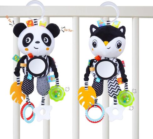 High Contrast Baby Toys,Black and White Hanging Toys,Animal Plush Hanging Toy,Car Seat Stroller Toys Gift for Newborn Boys and Girls 0 3 6 9 12 Months in Saudi Arabia