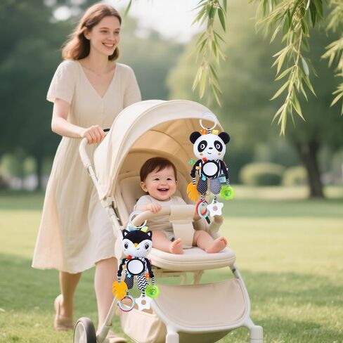 High Contrast Baby Toys,Black and White Hanging Toys,Animal Plush Hanging Toy,Car Seat Stroller Toys Gift for Newborn Boys and Girls 0 3 6 9 12 Months in Saudi Arabia