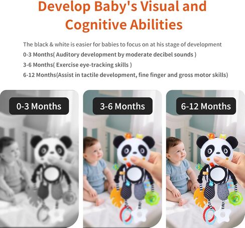 High Contrast Baby Toys,Black and White Hanging Toys,Animal Plush Hanging Toy,Car Seat Stroller Toys Gift for Newborn Boys and Girls 0 3 6 9 12 Months in Saudi Arabia