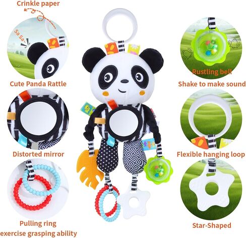 High Contrast Baby Toys,Black and White Hanging Toys,Animal Plush Hanging Toy,Car Seat Stroller Toys Gift for Newborn Boys and Girls 0 3 6 9 12 Months in Saudi Arabia
